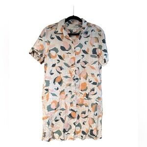 Rachel Zoe 100% Linen Multicolor Button Down Shirt Dress Size Medium